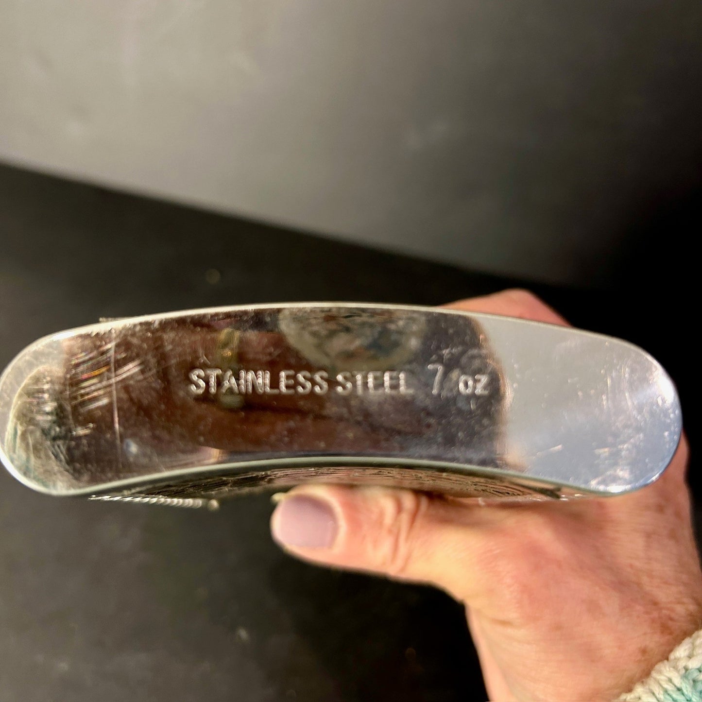 260109-4A 7oz Stainless & Leather Flask