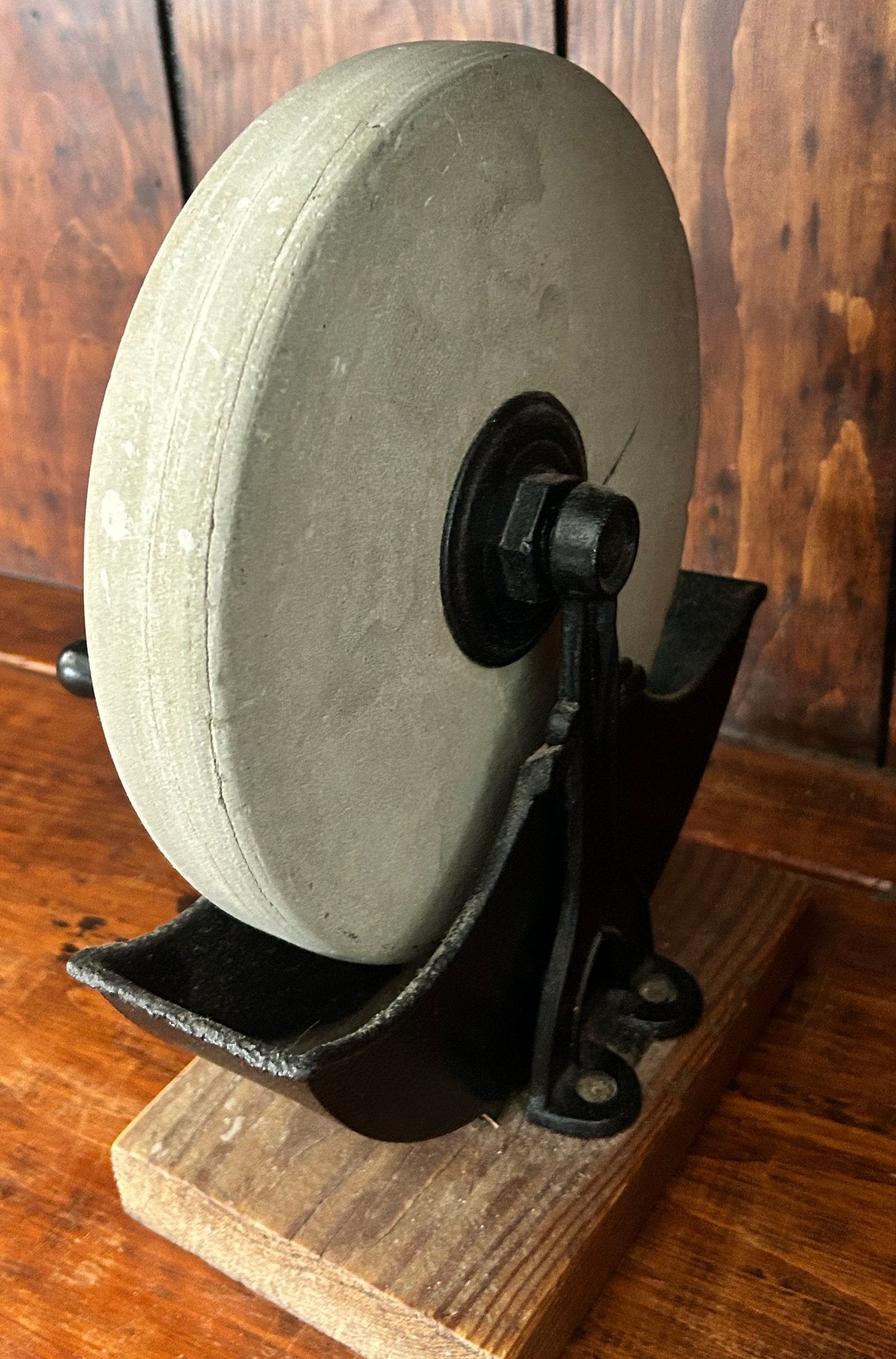 250529-1 Antique Table Top Stone Blade Sharpener Grinder