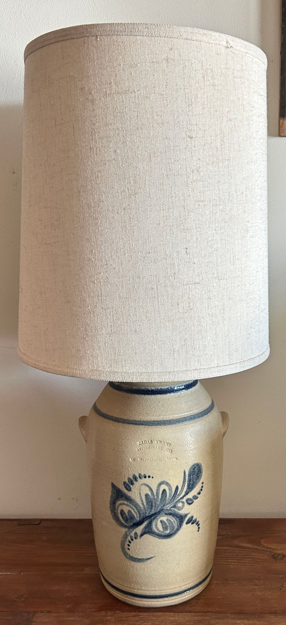 250529-3 Cedar Swamp Stoneware Converted Lamp