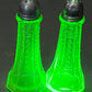 251101-2 Pair Green Princess Uranium Glass Salt & Pepper Shakers