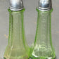 251101-2 Pair Green Princess Uranium Glass Salt & Pepper Shakers